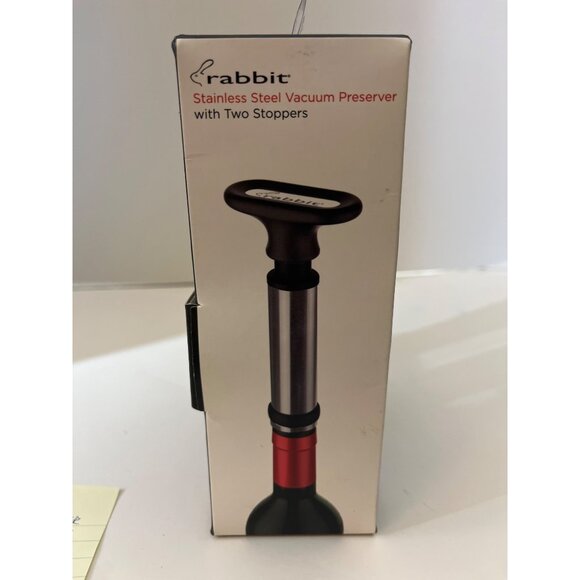 Rabbit Stainless Steel Vacuum Preserver With 2 Wine Stoppers New in Box - Picture 3 of 6